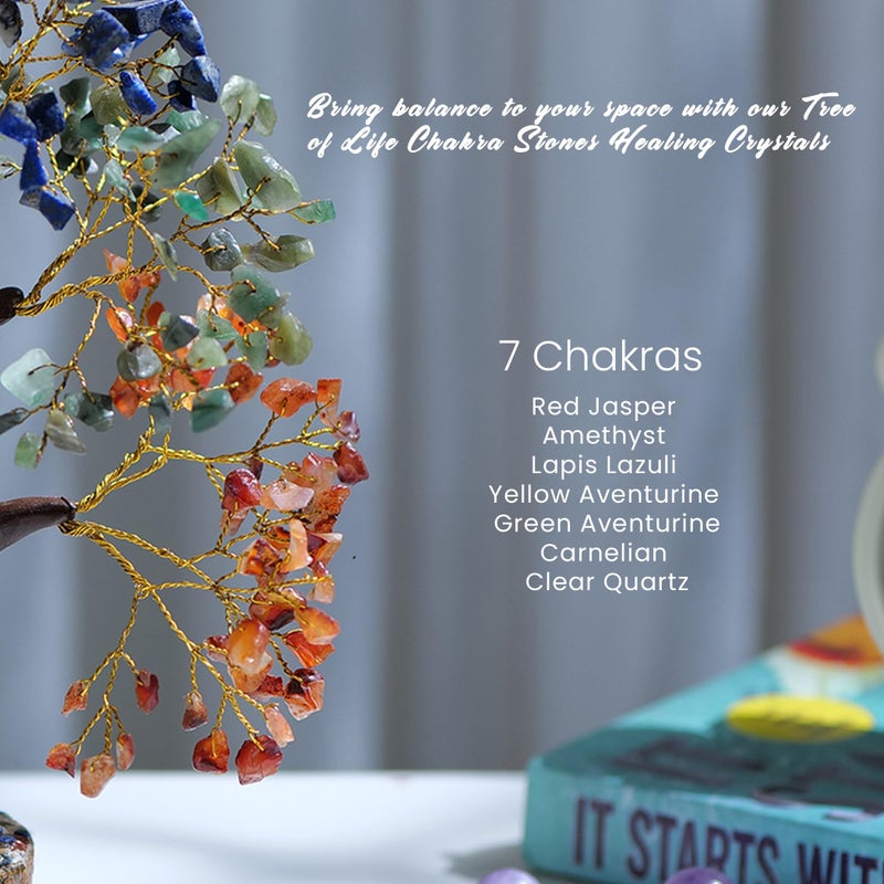 PYOR 7 Chakra Tree Of Life Decor - Crystals, Birthday Gifts For Women - House Warming Gifts New Home - Bonsai Tree Home Decor - Meditation Accessories - Good Luck Office Decor - 300 Beads Chakra Stones - Image 2